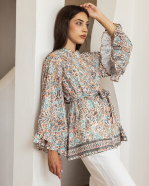 Elegant Butterfly Tie-Waist Blouse