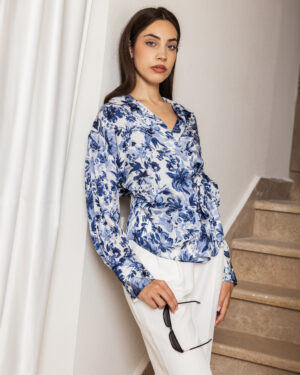 Floral blue blouse
