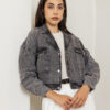 Grey Textured Cropped Jacket
