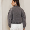 Grey Textured Cropped Jacket