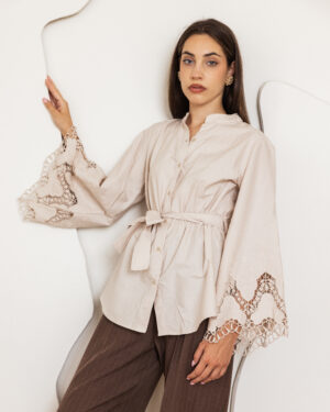 Beige Lace Detail Blouse