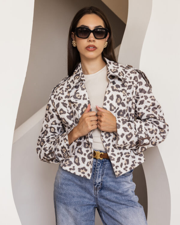 Cropped Leopard Print Jacket