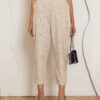 Beige striped high-waisted trousers