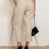 Beige striped high-waisted trousers