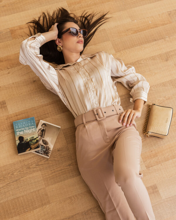 Beige High-Waisted Pants