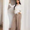 Beige Wide-Leg Pants