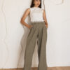 Olive Green High-Waisted Trousers