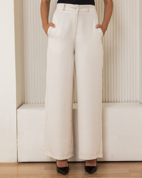 Cream Wide-Leg Trousers