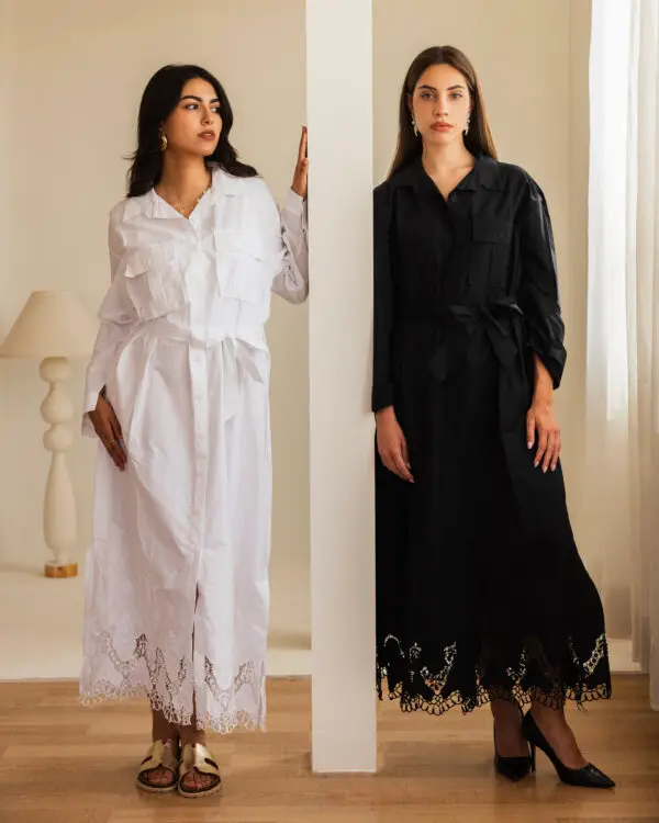 White/Black Lace Hem Dress