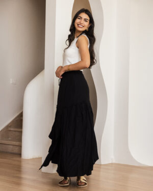 Black Tiered Maxi Skirt