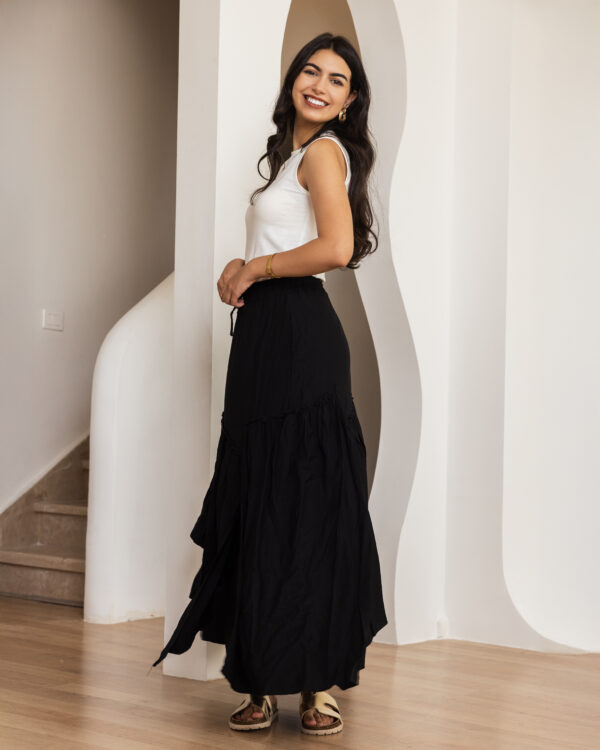 Black Tiered Maxi Skirt