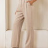 Powder Beige High-Waisted Pleated Trousers