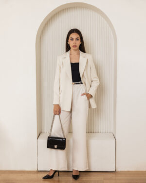 Beige High-Waisted Pants