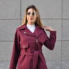 Burgundy Belted Wool Jacket