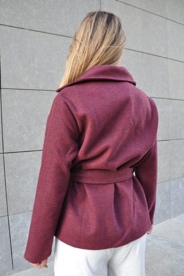 Burgundy Belted Wool Jacket