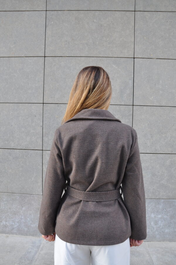 Dark Brown Belted Wool Jacket