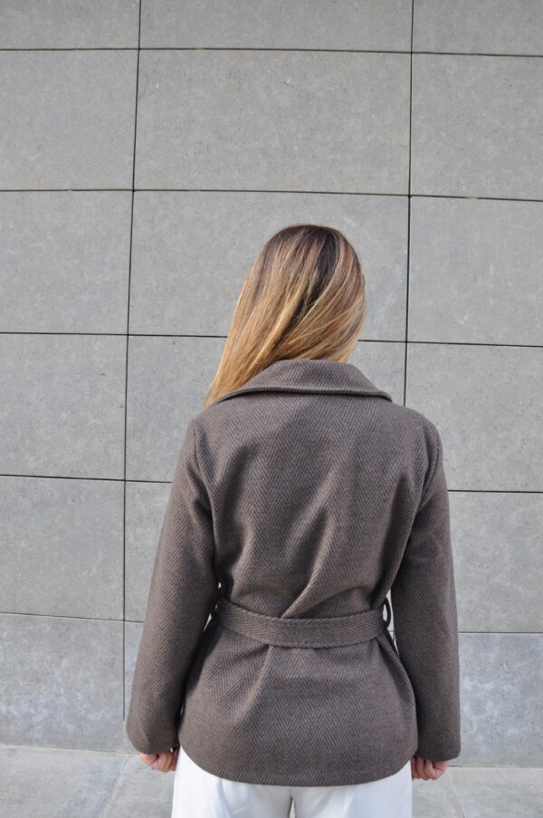 Dark Brown Belted Wool Jacket