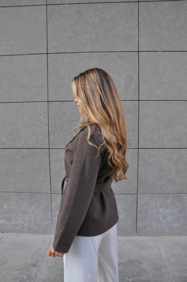Dark Brown Belted Wool Jacket
