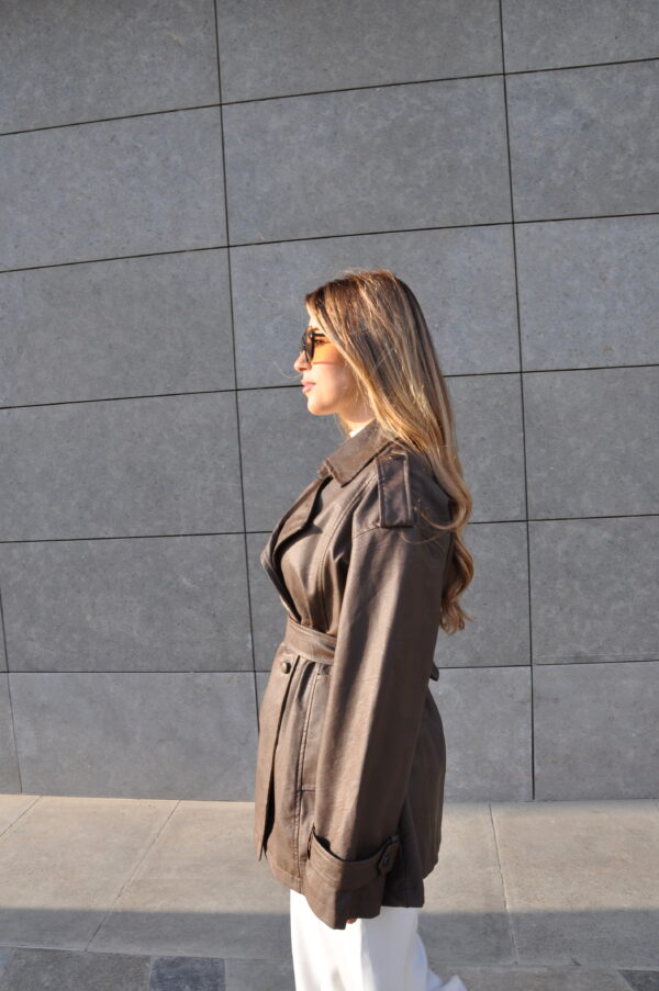 Brown Belted Leather Jacket