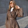Brown Belted Leather Jacket