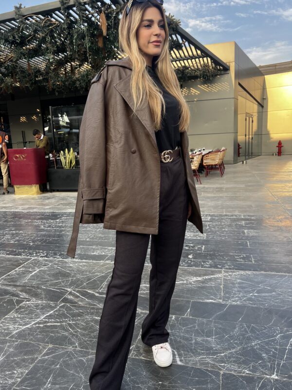 Brown High-Waisted Pleated Pants