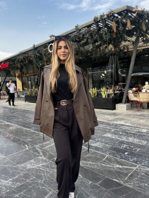 IMG_7726 Brown High-Waisted Pleated Pants